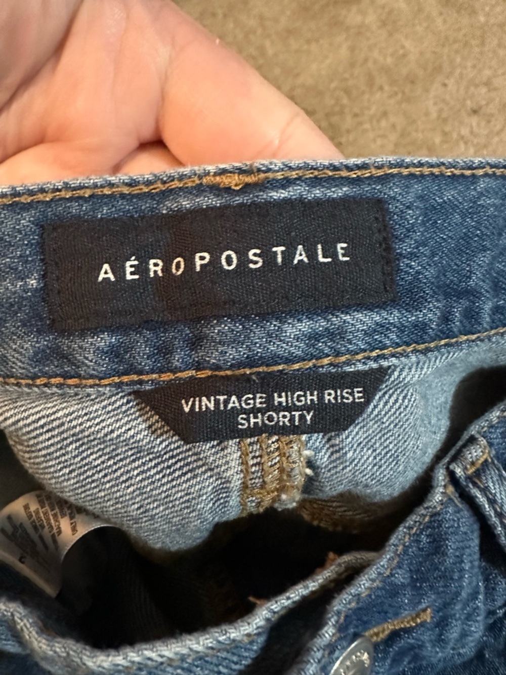 Aeropostale Ripped High-Waist Denim Shorts in Blue - Picture 8 of 9